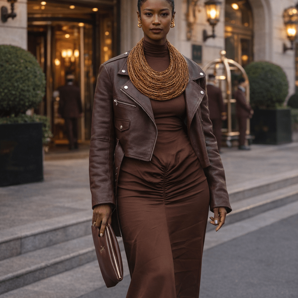 Aziza Genuine leather Multi - strand Statement necklace - Trufacebygrace