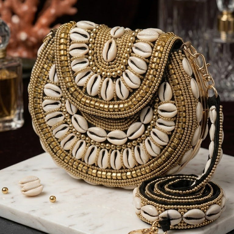 Bahari Luxe Cowry Shell Clutch - Trufacebygrace