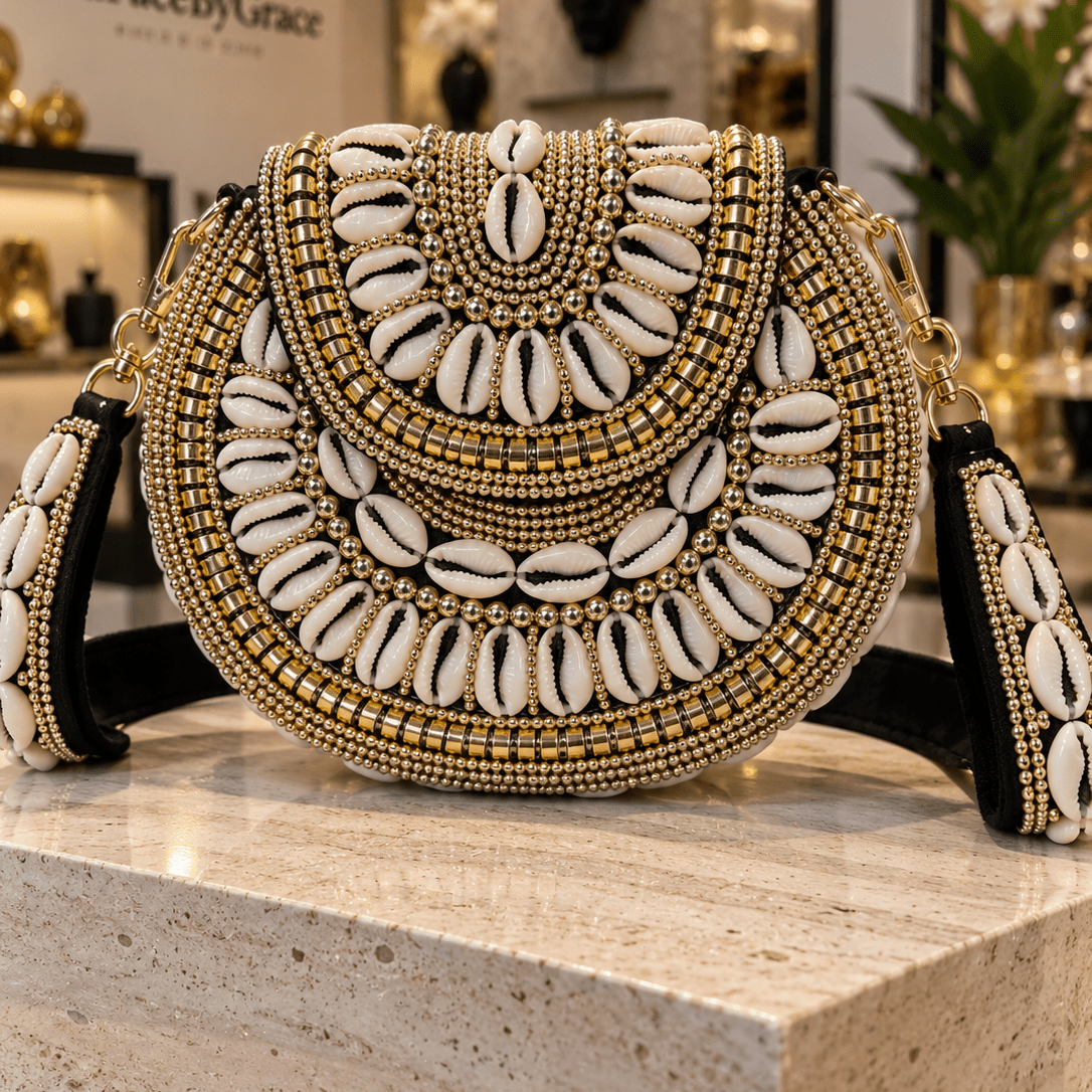 Bahari Luxe Cowry Shell Clutch - Trufacebygrace