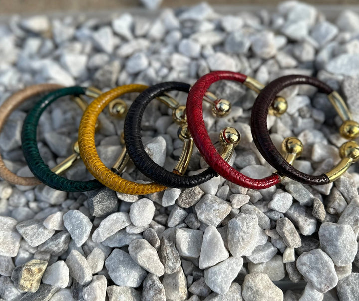Bankula Leather with Brass Bracelets - Trufacebygrace