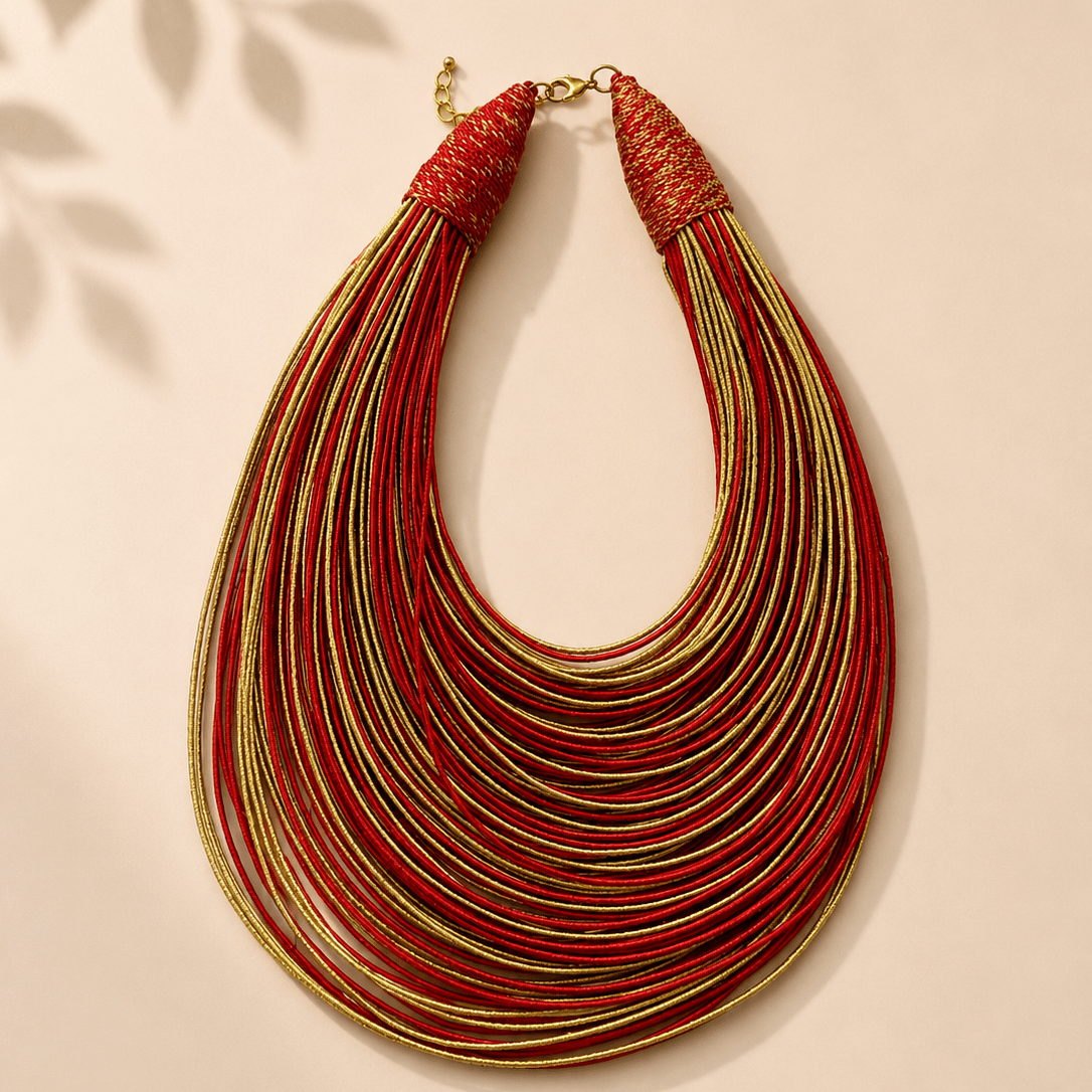 Bantama Layered Thread Statement Necklace - Trufacebygrace