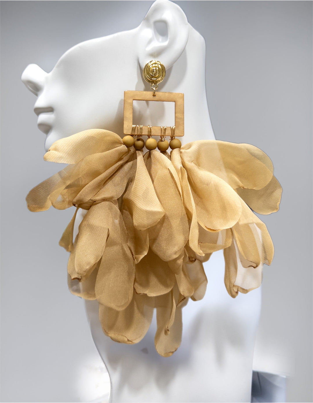 Beige Nonso Square top flower petal earrings - Trufacebygrace