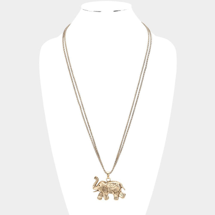 Boho Elephant Trunk Up Pendant Long Necklace - Trufacebygrace