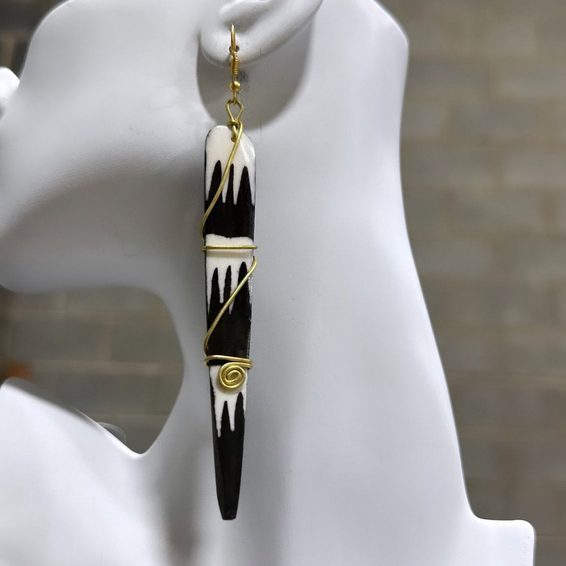 Bone earrings with coiled spring - Trufacebygrace