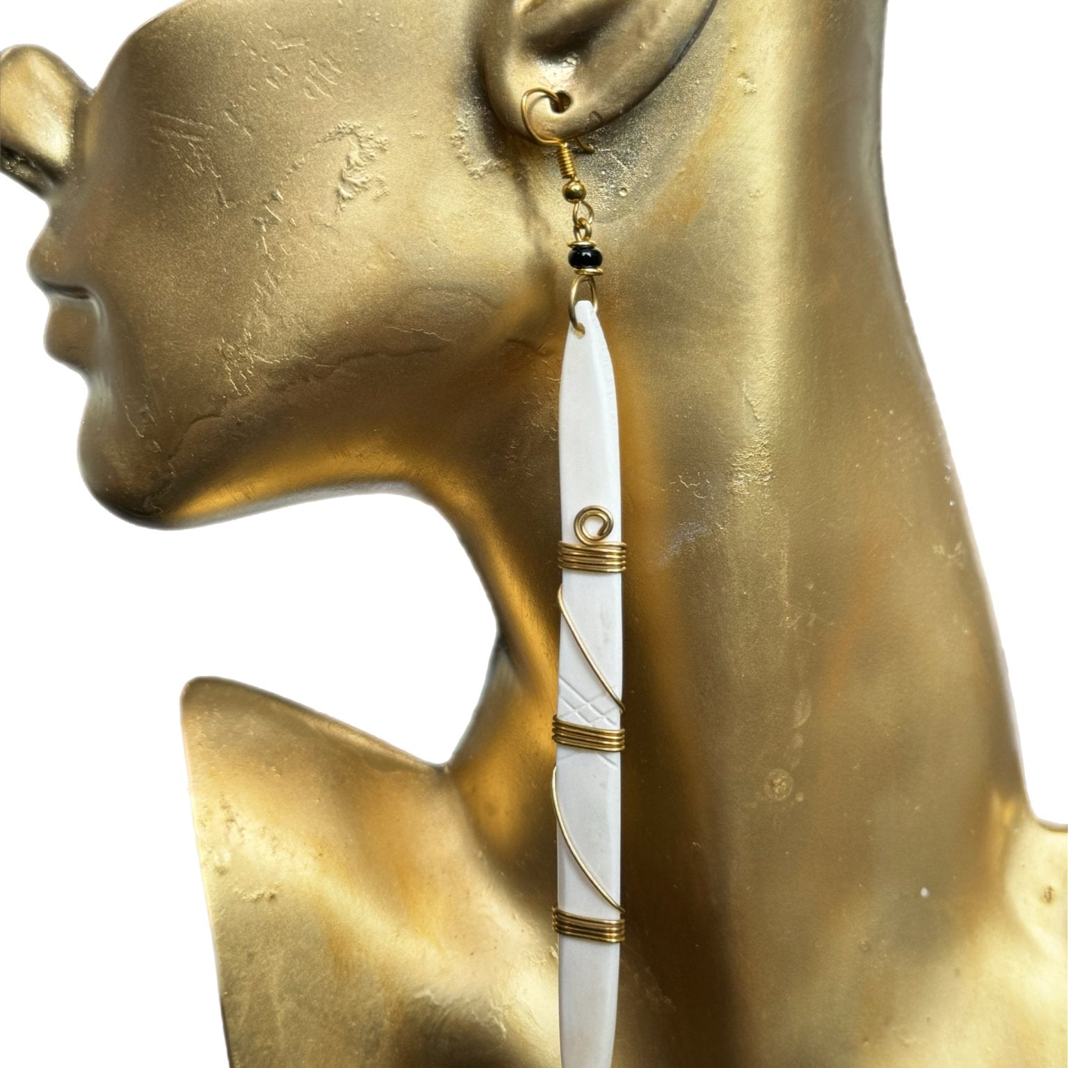 Bone earrings with coiled spring - Trufacebygrace