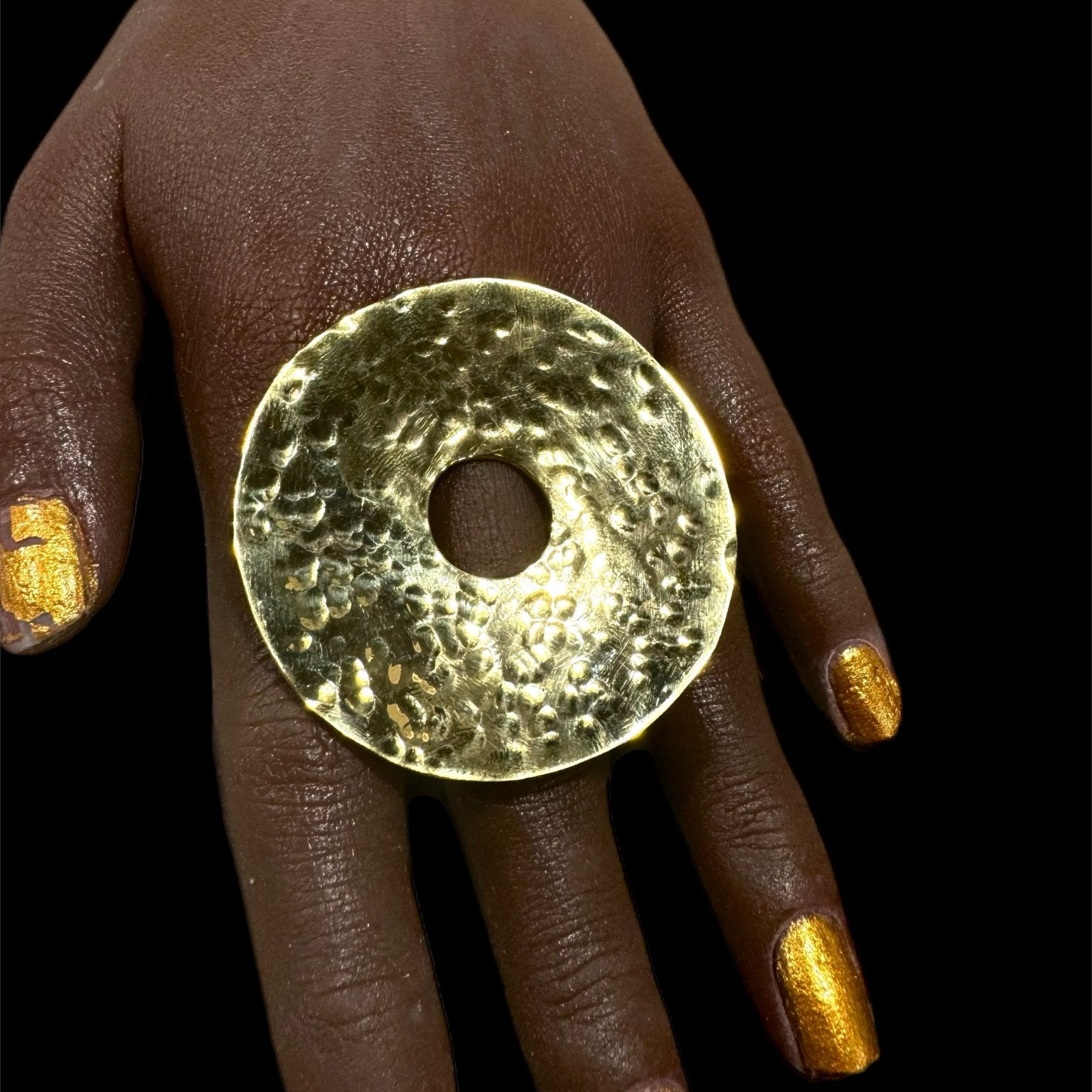 Brass Orbit Hammered Adjustable Ring - Trufacebygrace