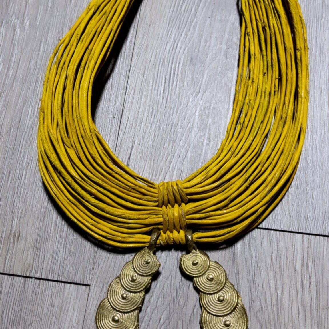 Busia Genuine leather and Bronze Pendant Necklace : Adinkra Symbol - Trufacebygrace