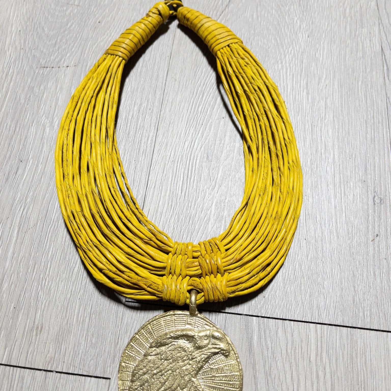 Busia Genuine leather and Bronze Pendant Necklace : Eagle Head - Trufacebygrace