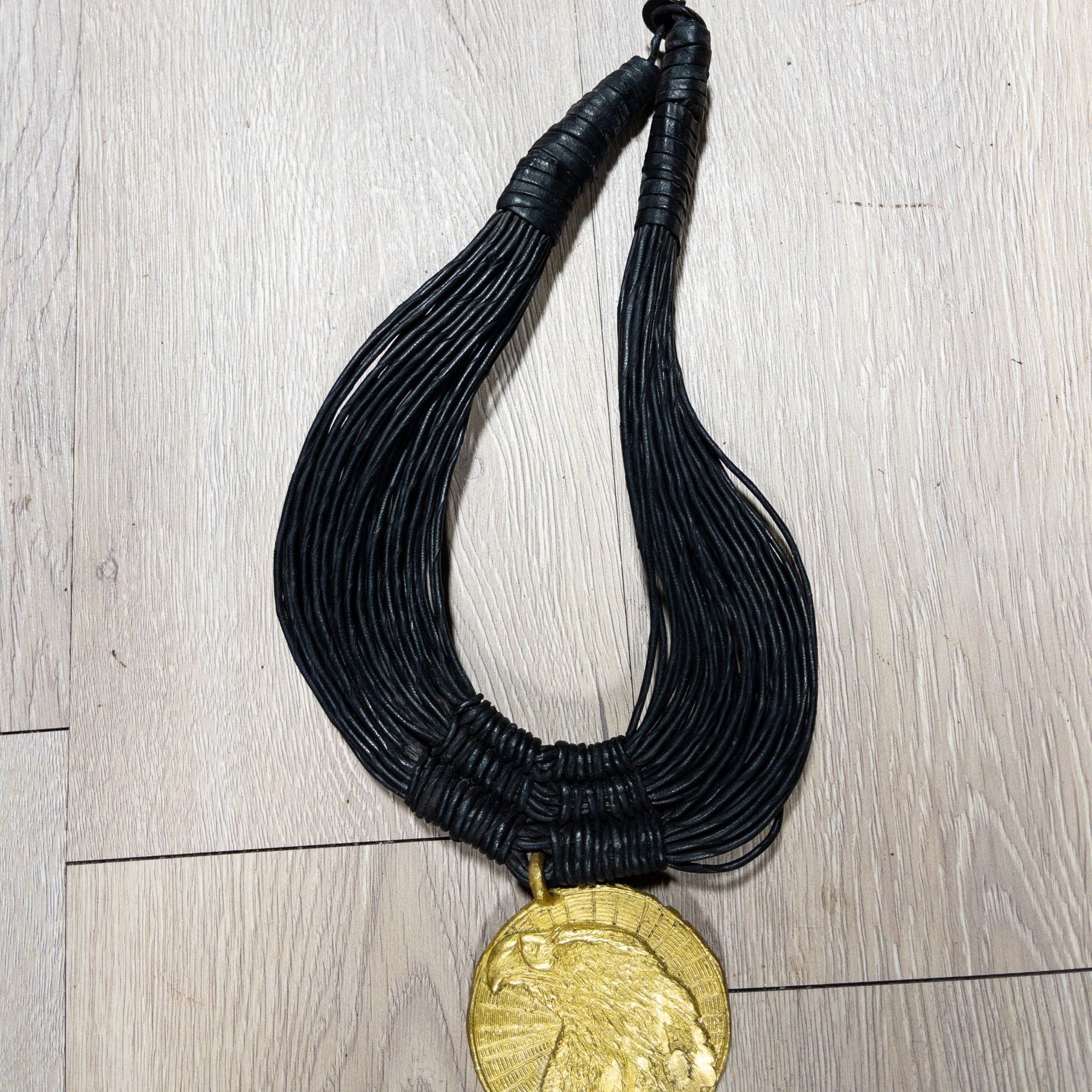 Busia Genuine leather and Bronze Pendant Necklace : Eagle Head - Trufacebygrace