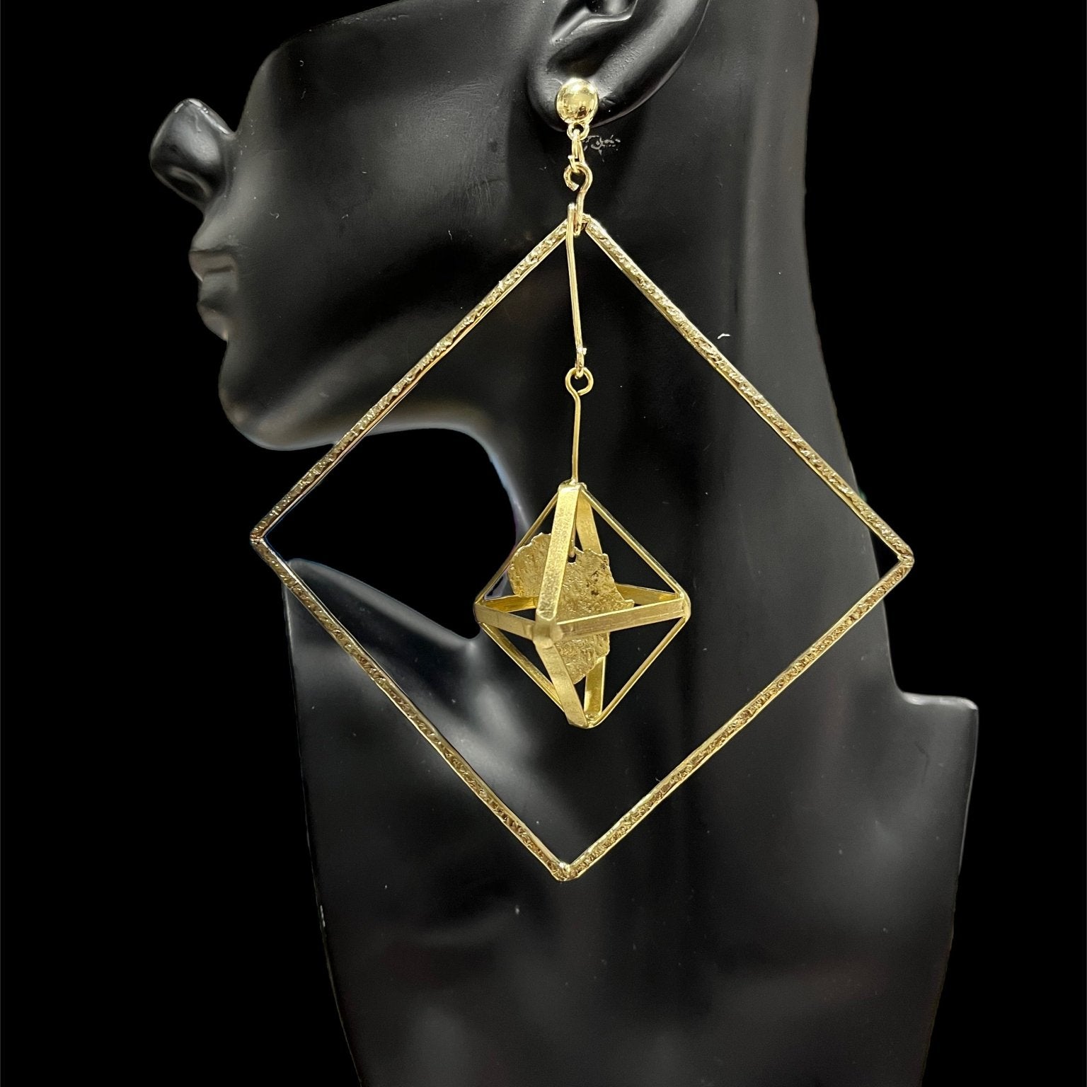 Cage Not Africa brass Earrings - Trufacebygrace