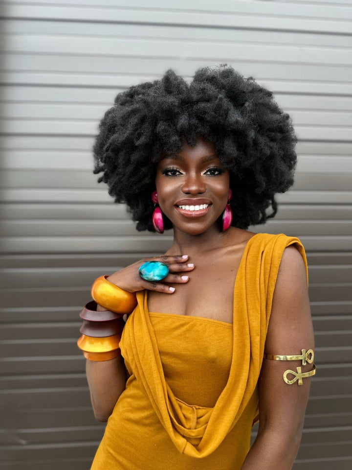 Cerise Series: Afro Color Pop Horn Drop Earrings - Trufacebygrace