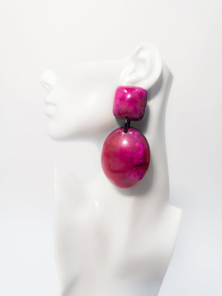 Cerise Series: Afro Color Pop Horn Drop Earrings - Trufacebygrace