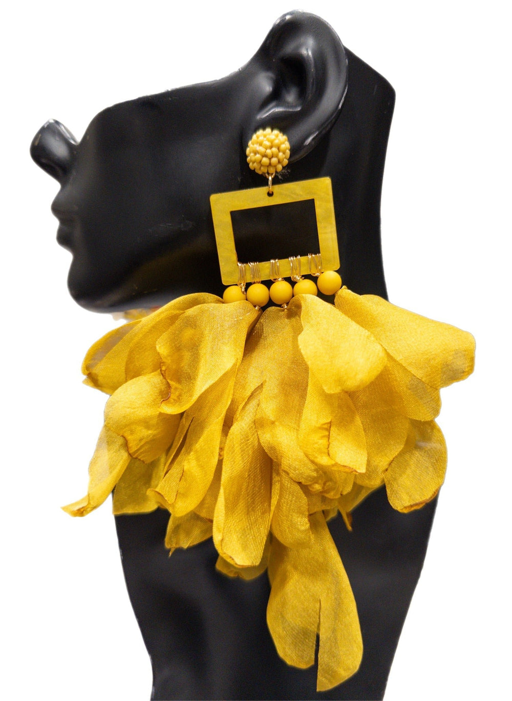 Chartreuse Nonso Square top flower petal earrings - Trufacebygrace