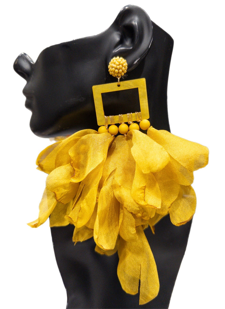 Chartreuse Nonso Square top flower petal earrings - Trufacebygrace