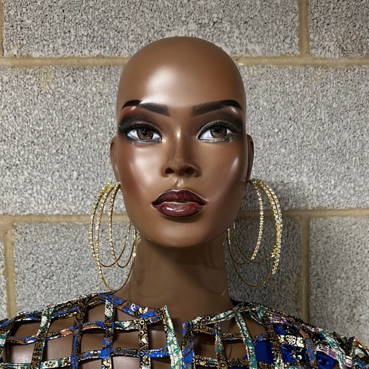 Chuma Oversized Metal and Rhinestones Hoop Earrings - Trufacebygrace