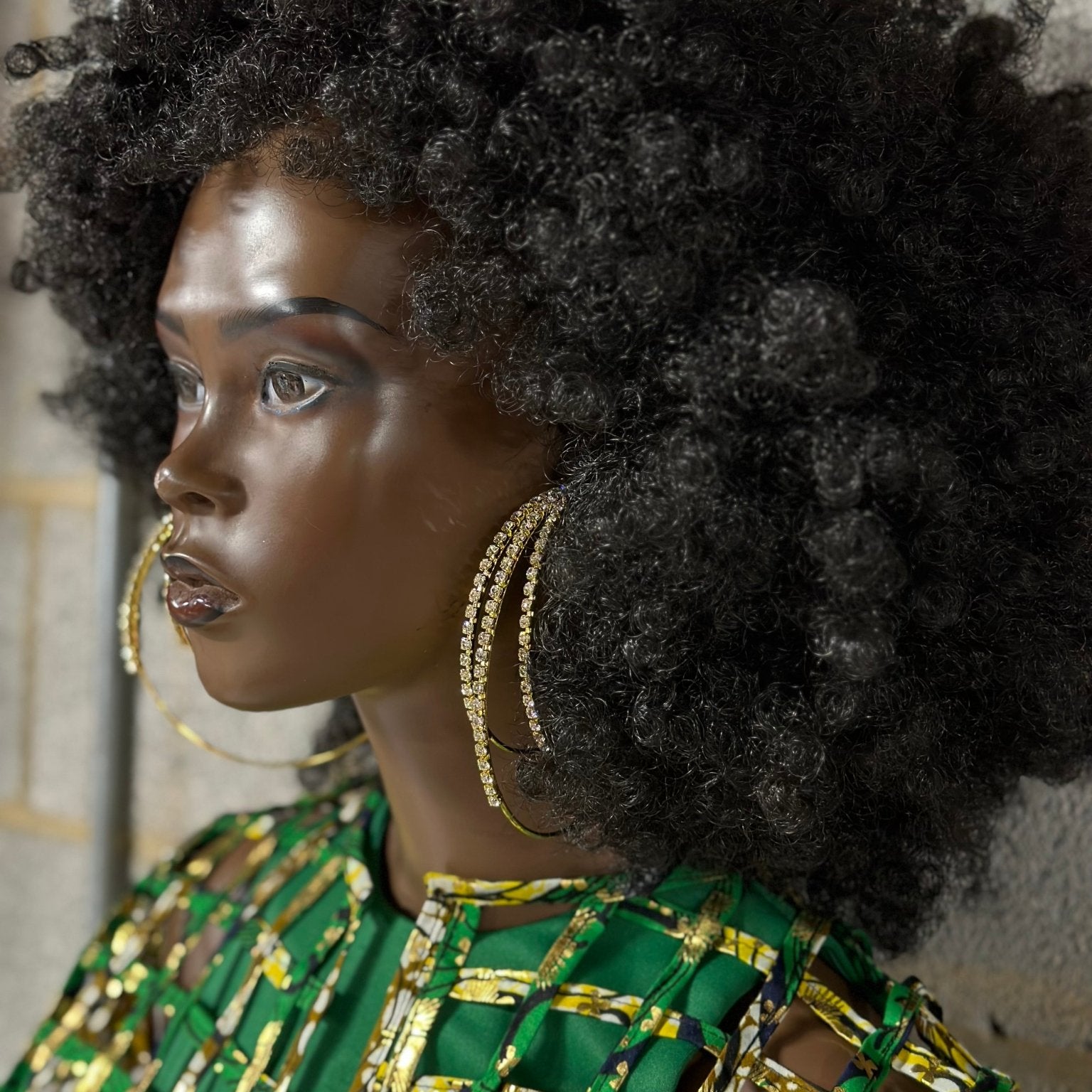 Chuma Oversized Metal and Rhinestones Hoop Earrings - Trufacebygrace