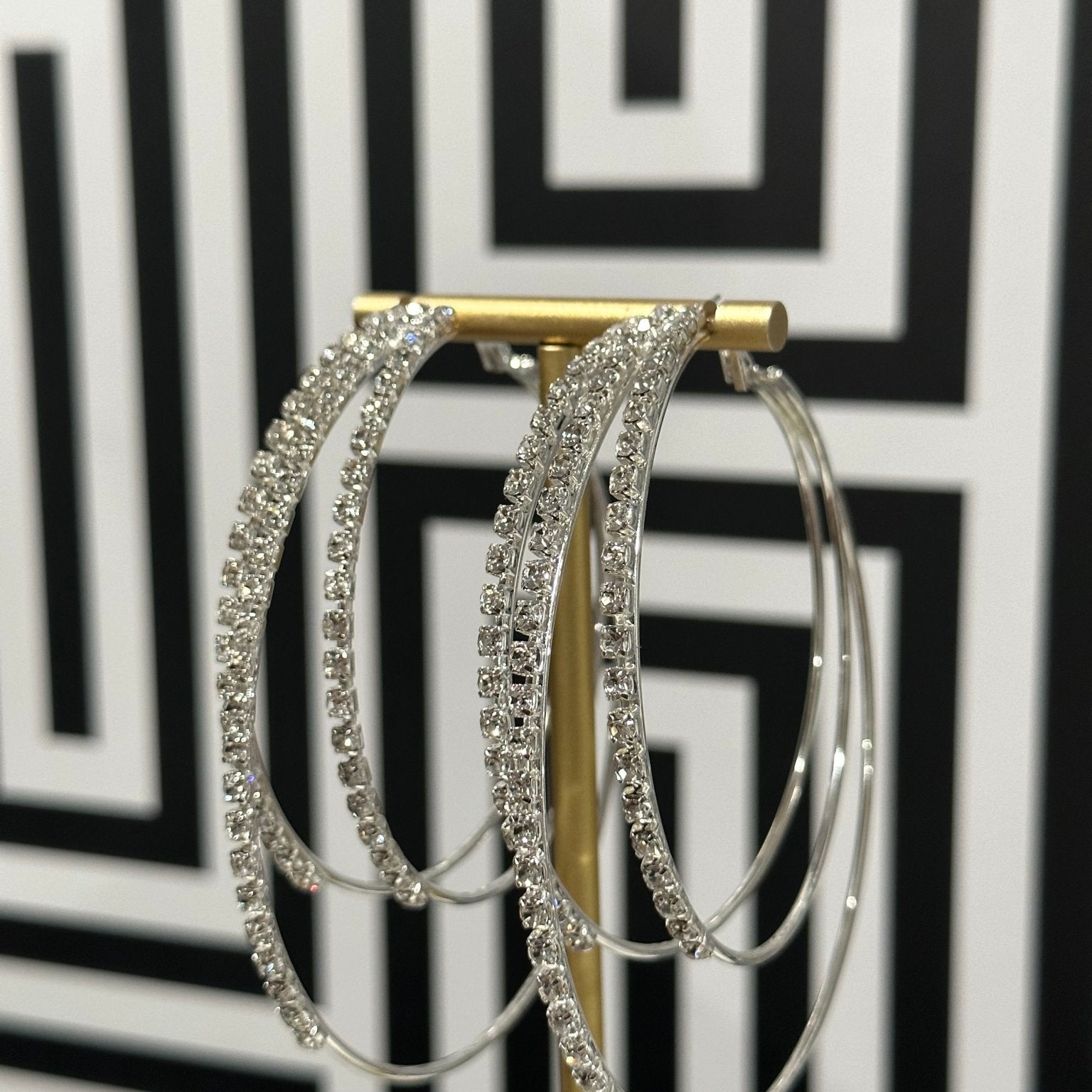 Chuma Oversized Metal and Rhinestones Hoop Earrings - Trufacebygrace