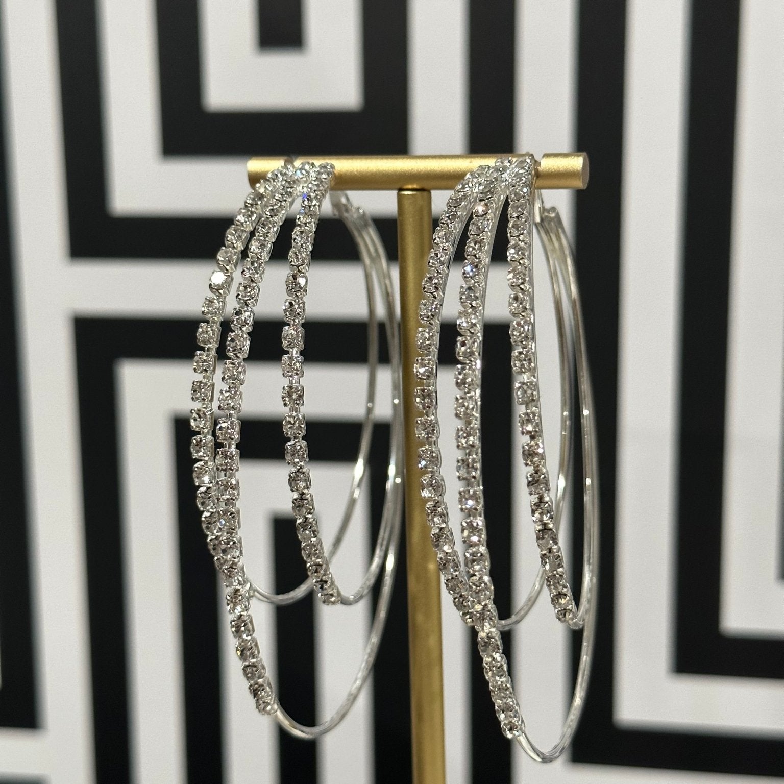 Chuma Oversized Metal and Rhinestones Hoop Earrings - Trufacebygrace
