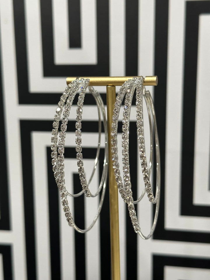Chuma Oversized Metal and Rhinestones Hoop Earrings - Trufacebygrace