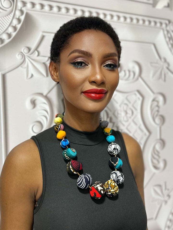 Chunky Ankara Balls Necklace - Trufacebygrace