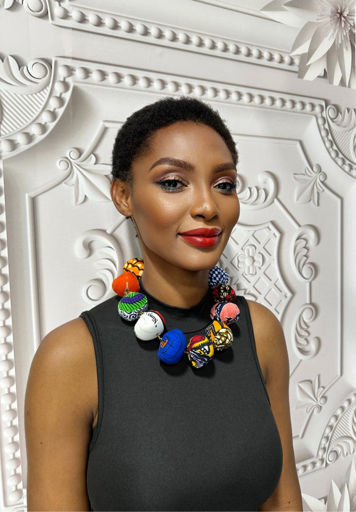 Chunky Ankara Balls Necklace - Trufacebygrace