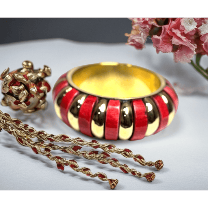 Chunky Vintage Gold Ridges Bracelet - Trufacebygrace