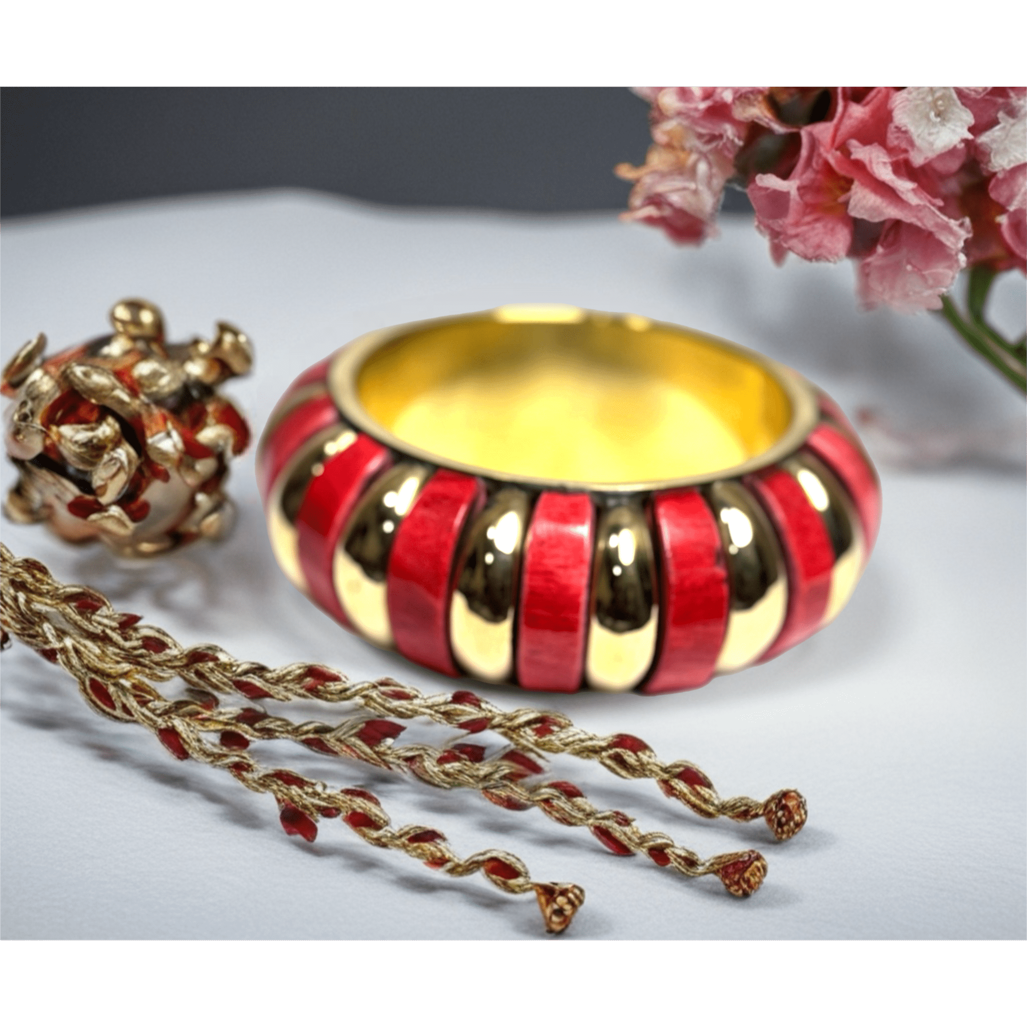Chunky Vintage Gold Ridges Bracelet - Trufacebygrace