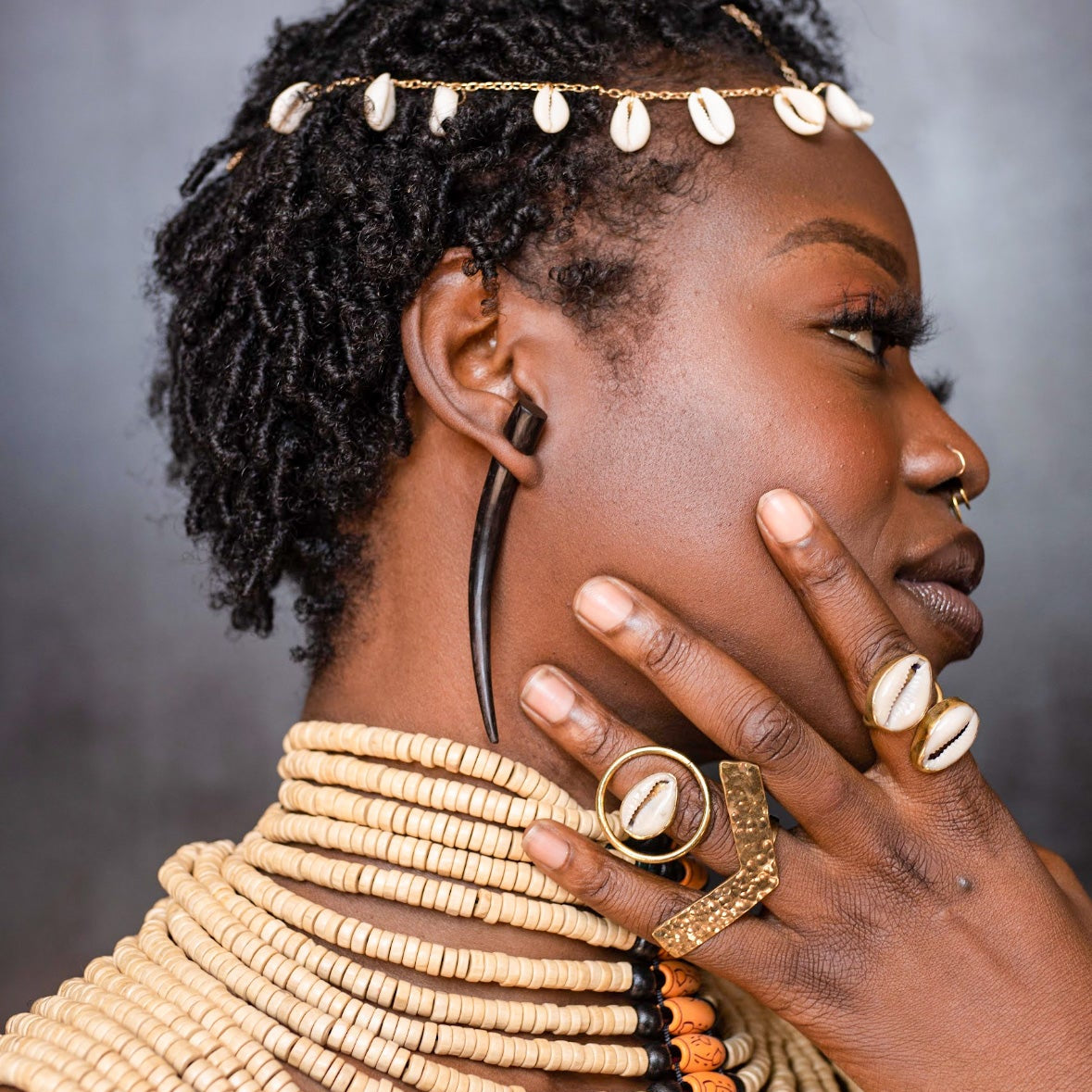 Circular Brass with Cowry Ring - Trufacebygrace