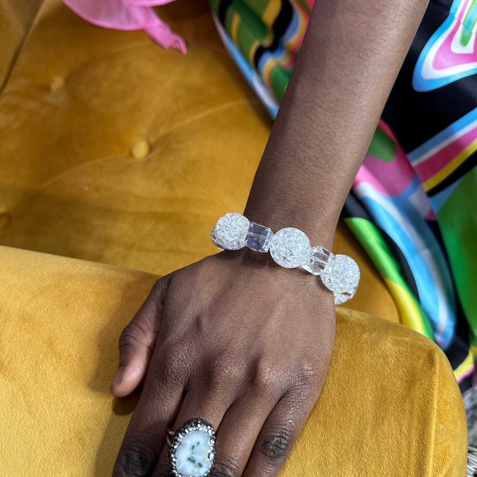 Clear glass beads Stretch Bracelet - Trufacebygrace