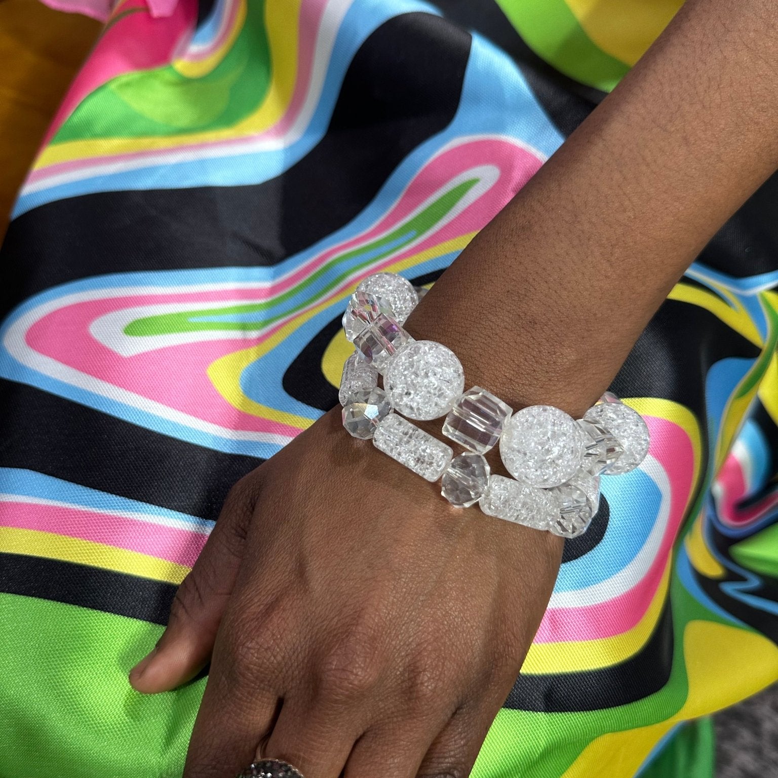 Clear glass beads Stretch Bracelet - Trufacebygrace