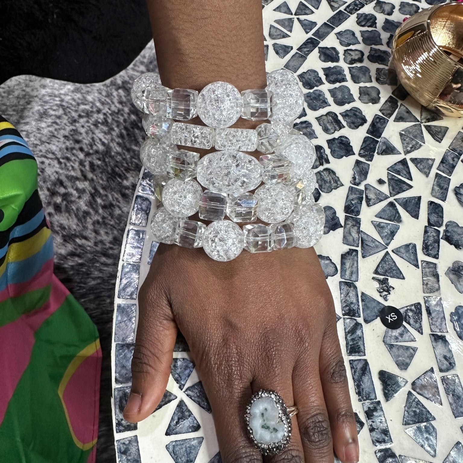 Clear glass beads Stretch Bracelet - Trufacebygrace
