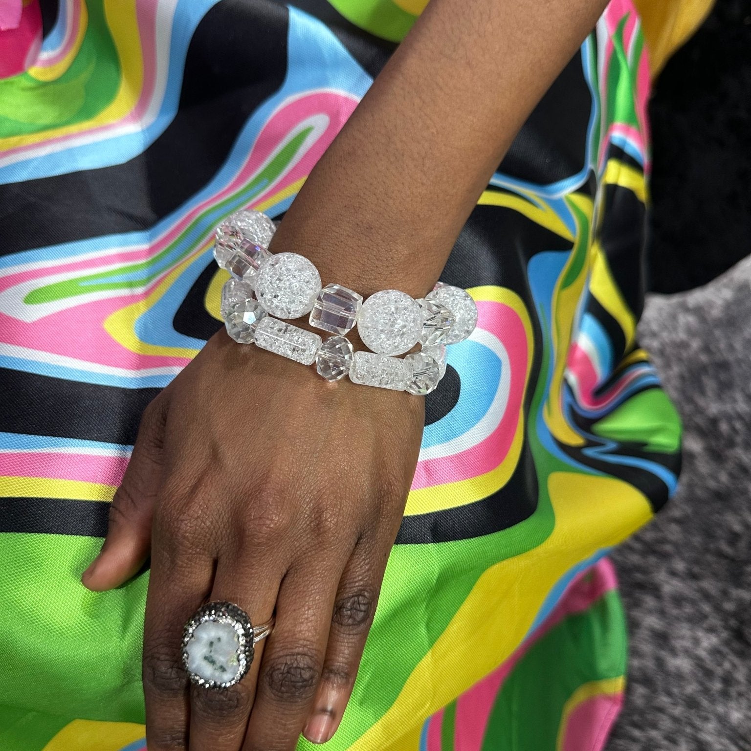 Clear glass beads Stretch Bracelet - Trufacebygrace