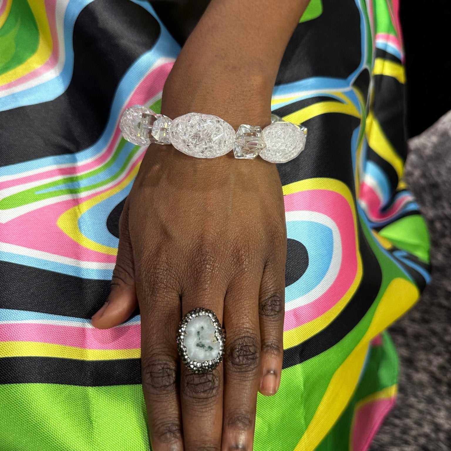 Clear glass beads Stretch Bracelet - Trufacebygrace