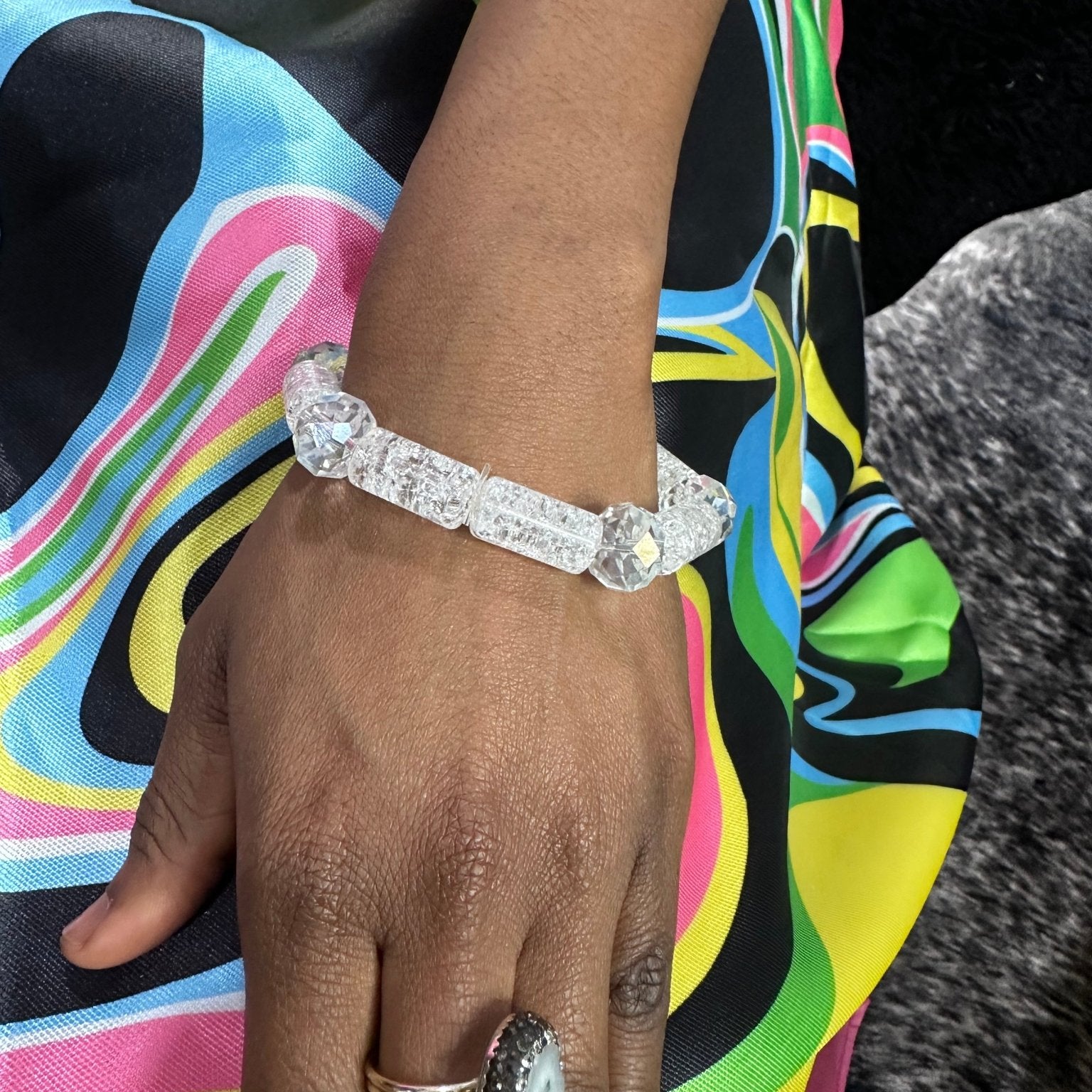 Clear glass beads Stretch Bracelet - Trufacebygrace