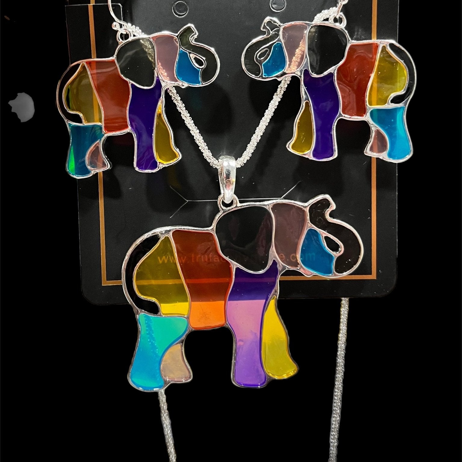 Colorful Osuno Elephant earring and Necklace Set - Trufacebygrace