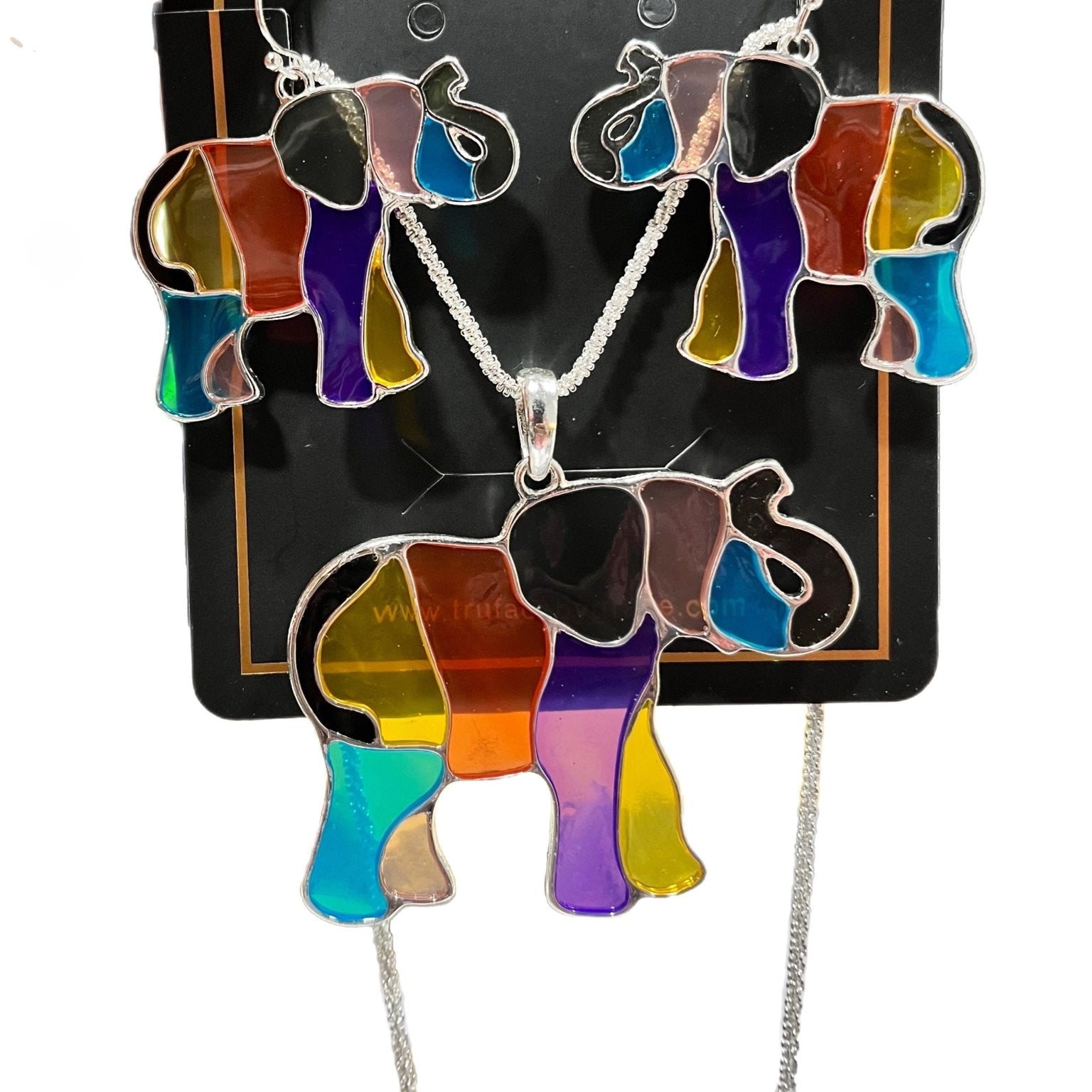 Colorful Osuno Elephant earring and Necklace Set - Trufacebygrace