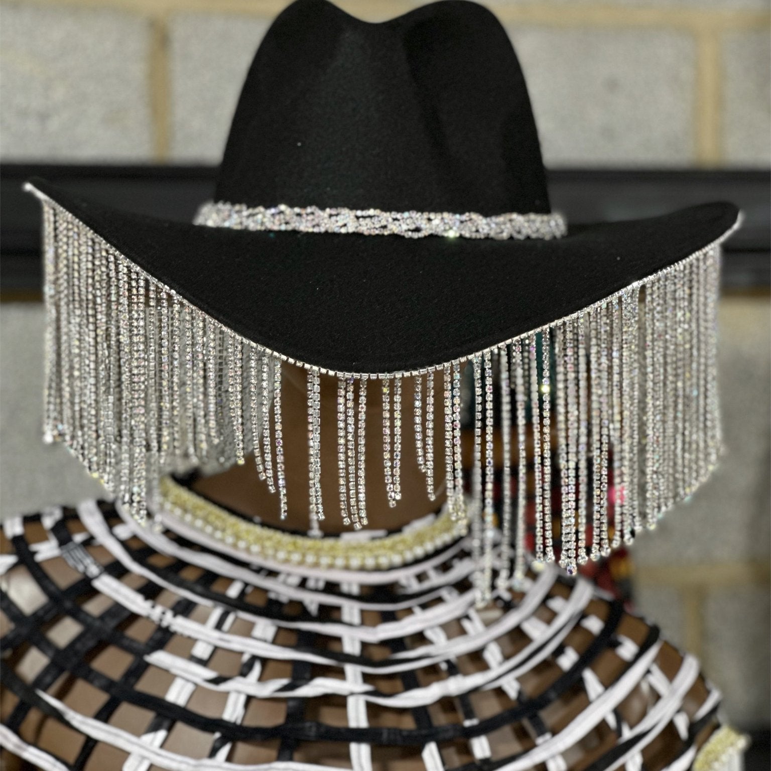 Cowboy and Rhinestone fringe hat - Trufacebygrace