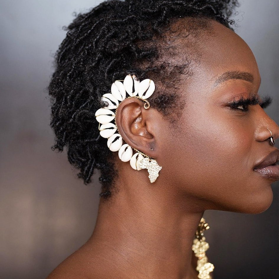 Cowrie/cowrie Shell Ear Cuff with pendant - Trufacebygrace