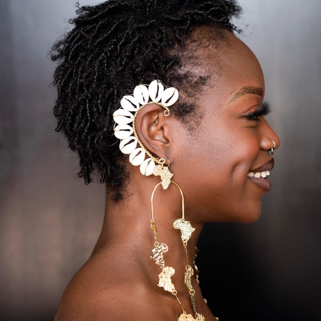 Cowrie/cowrie Shell Ear Cuff with pendant - Trufacebygrace