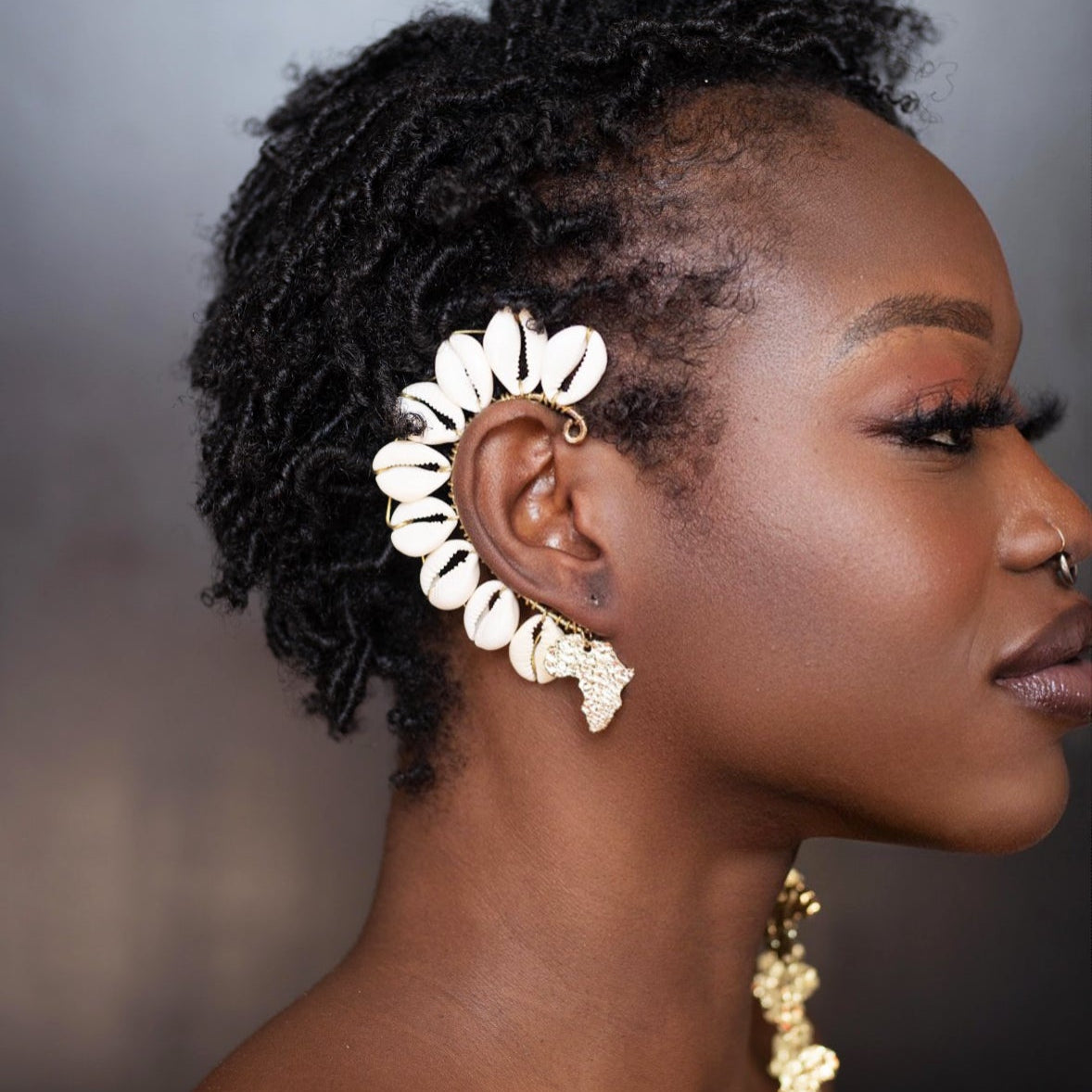 Cowrie/cowrie Shell Ear Cuff with pendant - Trufacebygrace