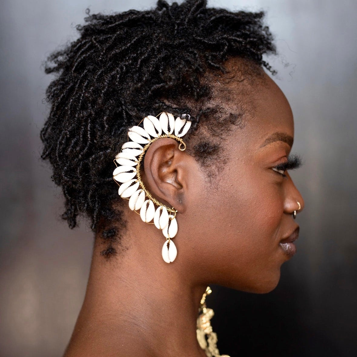 Cowrie/cowrie Shell Ear Cuff with pendant - Trufacebygrace