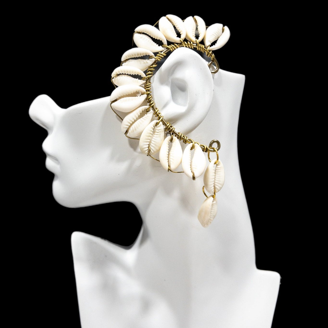 Cowrie/cowrie Shell Ear Cuff with pendant - Trufacebygrace