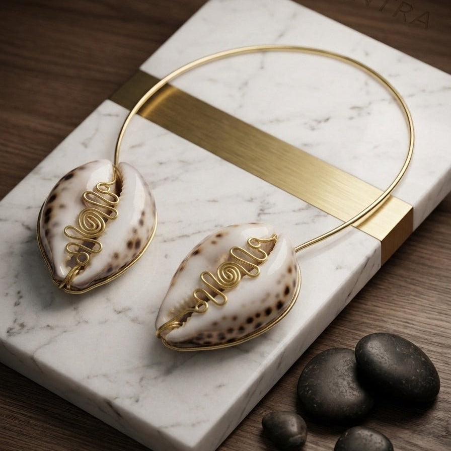 Cowry Ne Brass Two Cowrie Necklace - Trufacebygrace