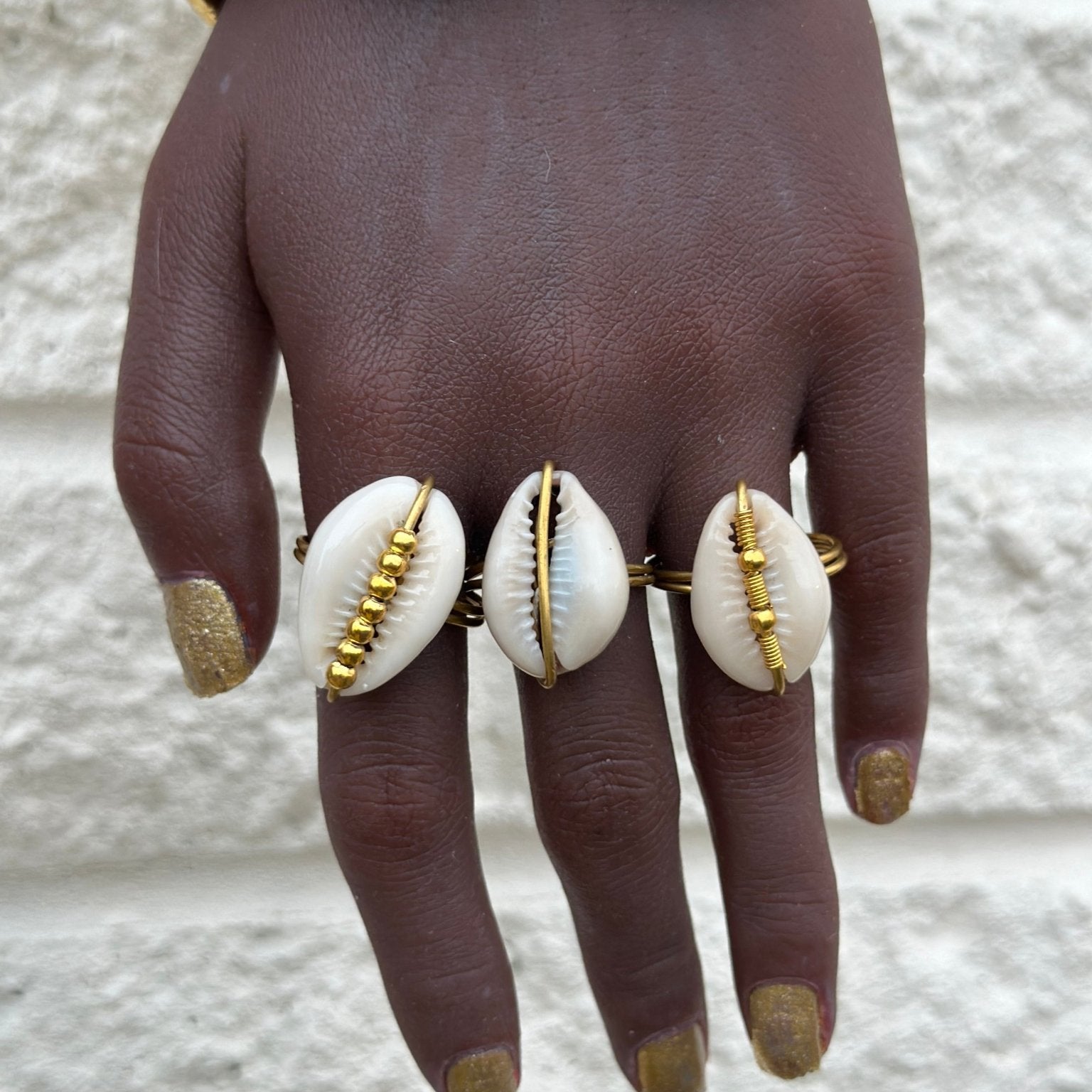 Cowry shell and Brass adjustable Ring - Trufacebygrace