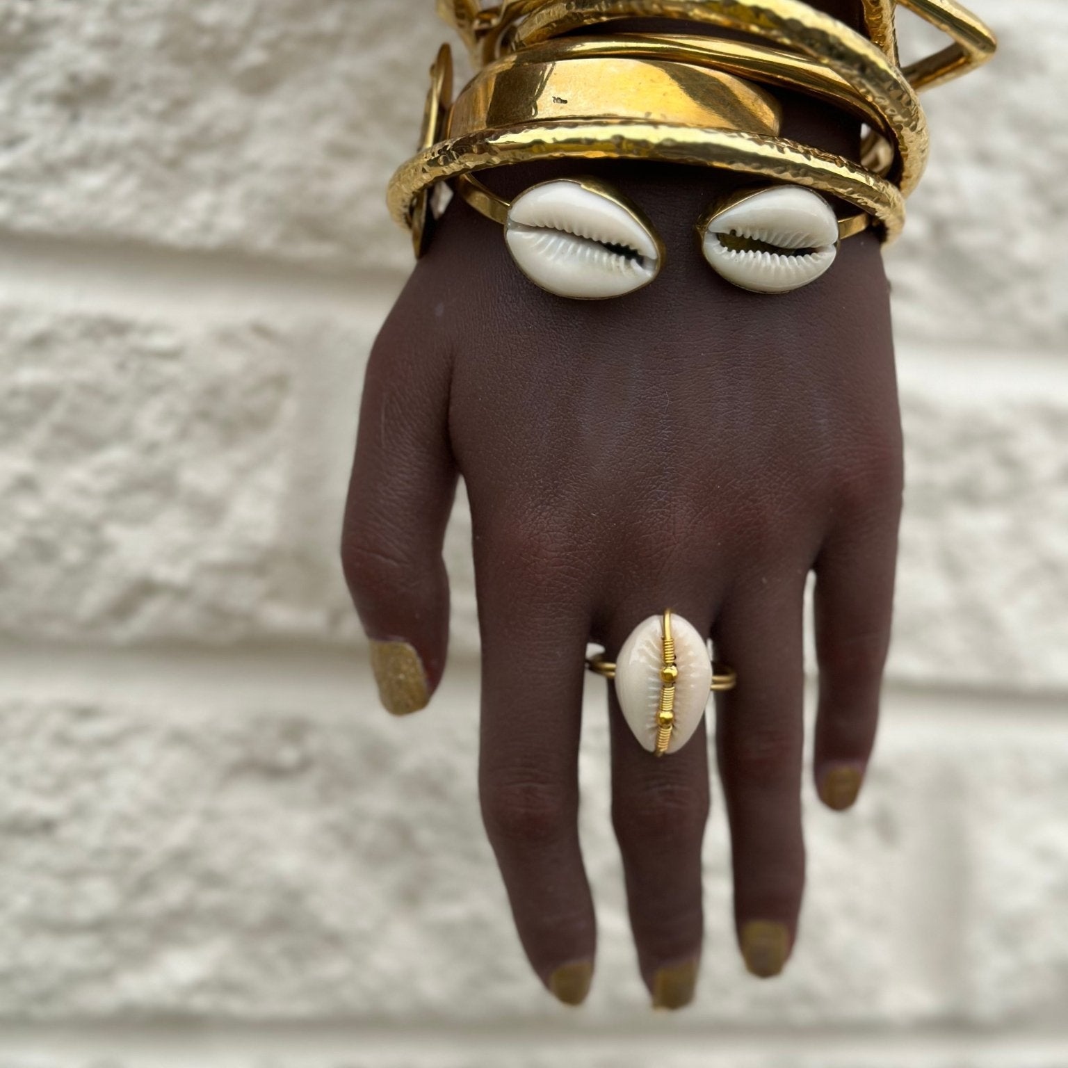 Cowry shell and Brass adjustable Ring - Trufacebygrace