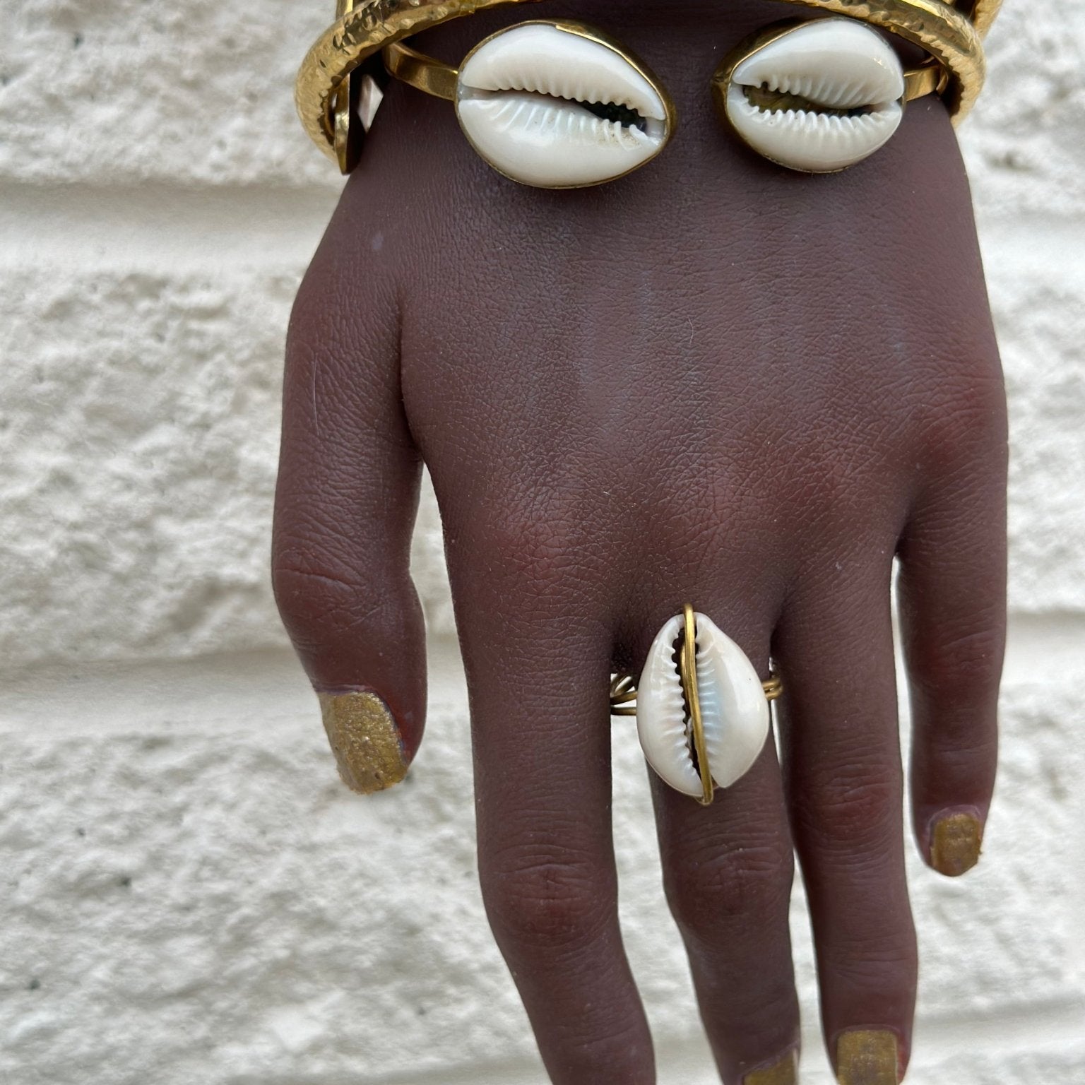 Cowry shell and Brass adjustable Ring - Trufacebygrace