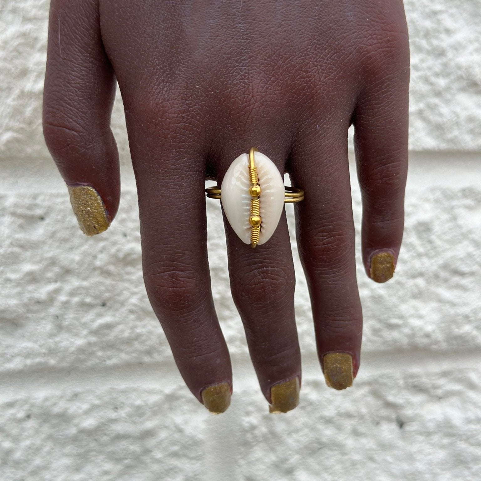 Cowry shell and Brass adjustable Ring - Trufacebygrace