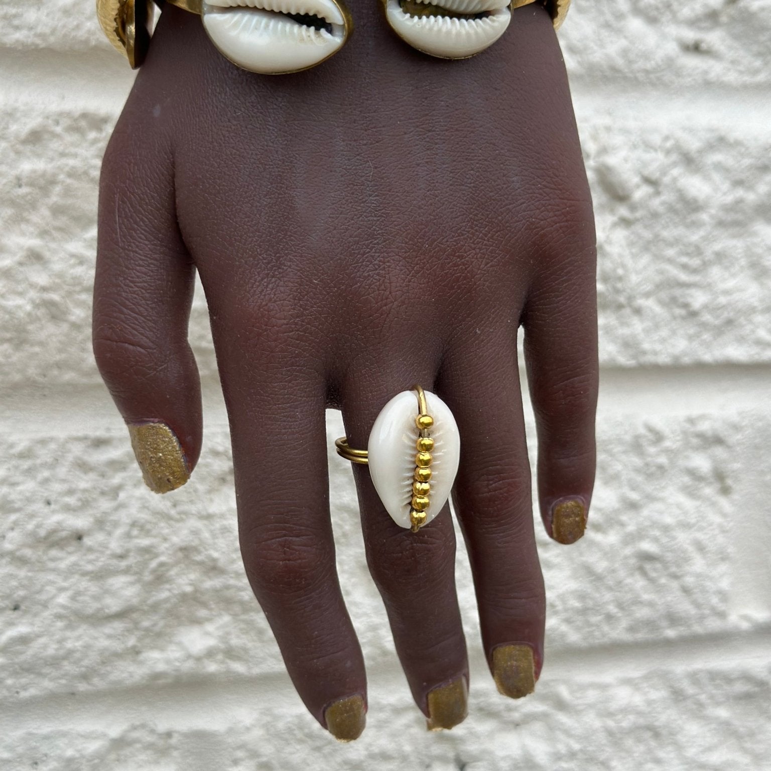 Cowry shell and Brass adjustable Ring - Trufacebygrace