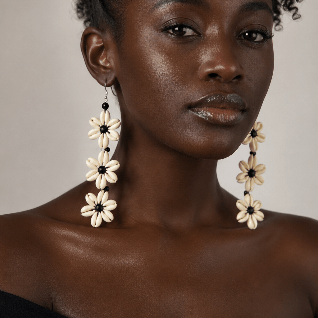 Cowry Shell flower Earrings - Trufacebygrace