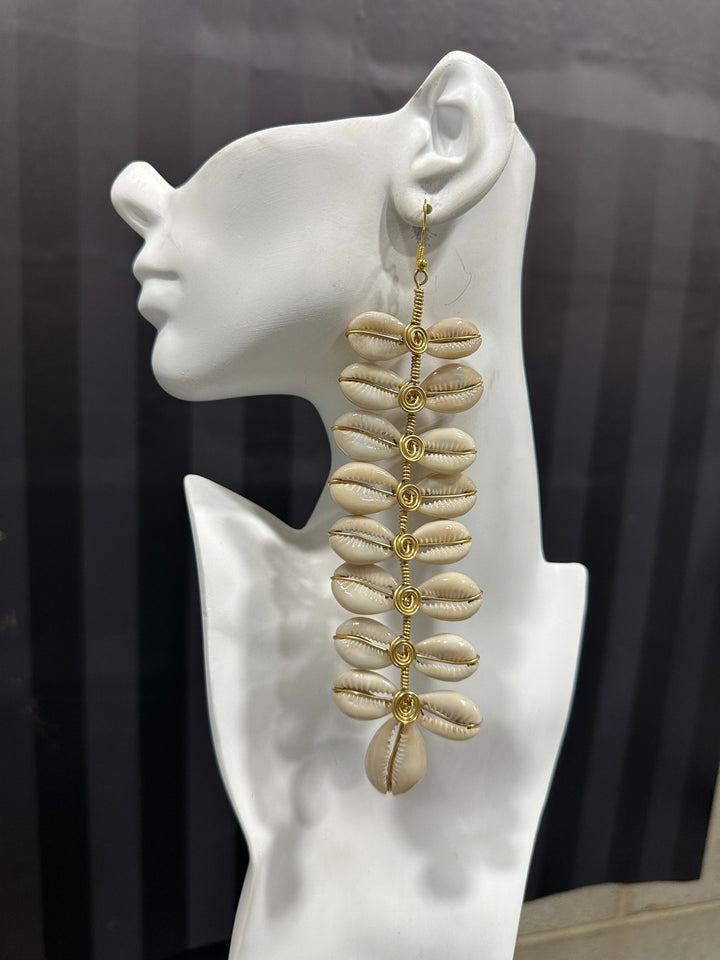 Cowry shell hanging Vine Earrings - Trufacebygrace